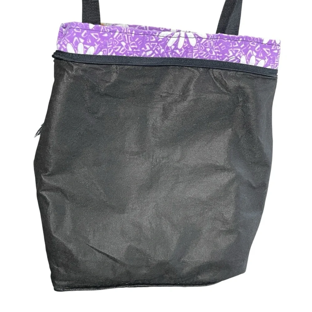 BLUE SKY Cottagecore‎ Boho Lavender Daisy Print Zip Closure Tote Bag